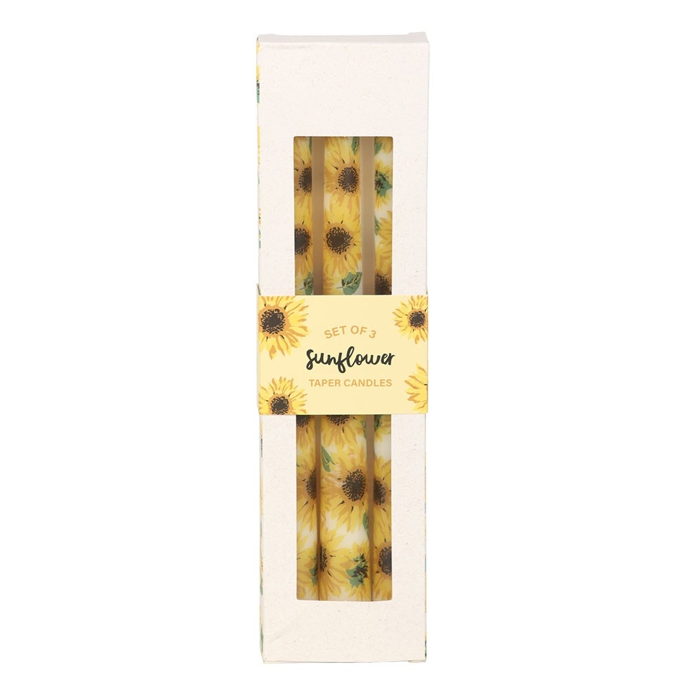 Something Different - Set of 3 Sunflower Taper Kaars - Multicolours